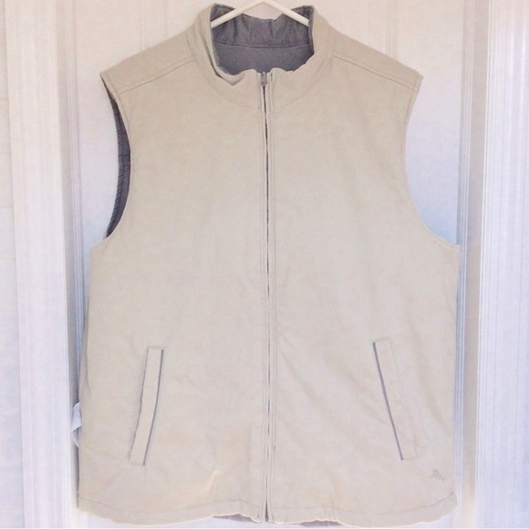 Tommy Bahama Top Sail Reversible Cotton Vest Grey and Tan Men’s XL - Picture 4 of 14